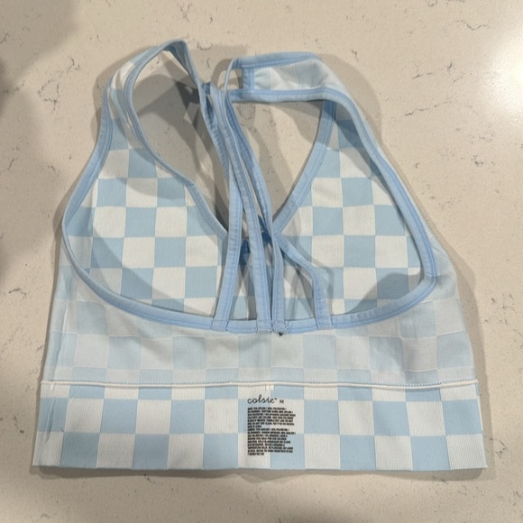 Colsie Blue & White Checkered Bralette - size Medium - Picture 3 of 4